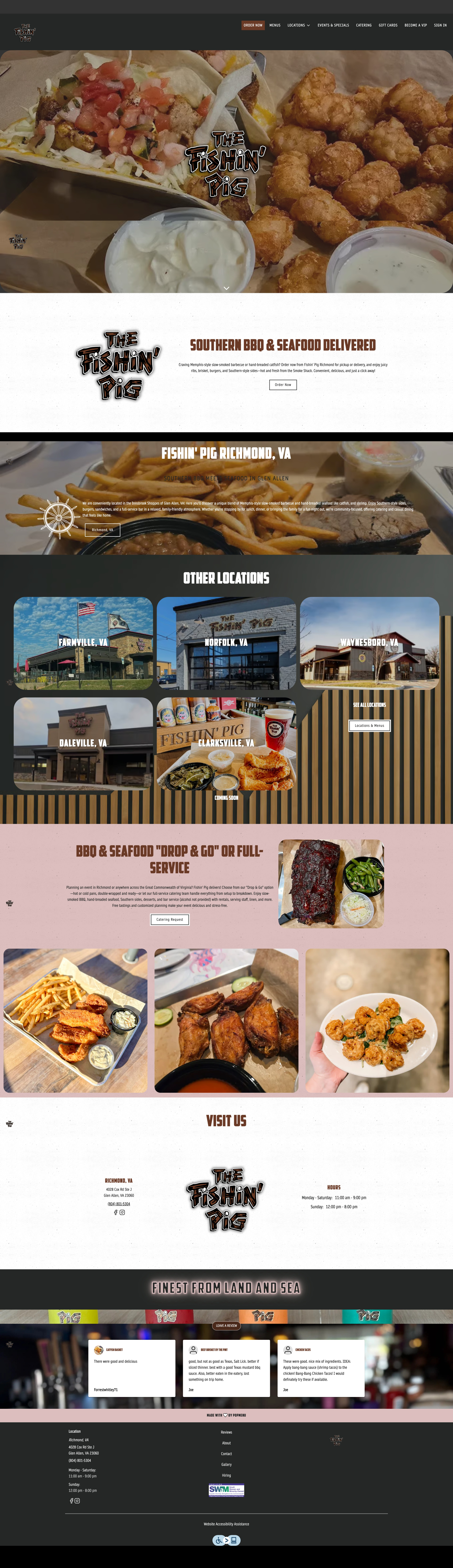 Existing Fishin' Pig PopMenu website