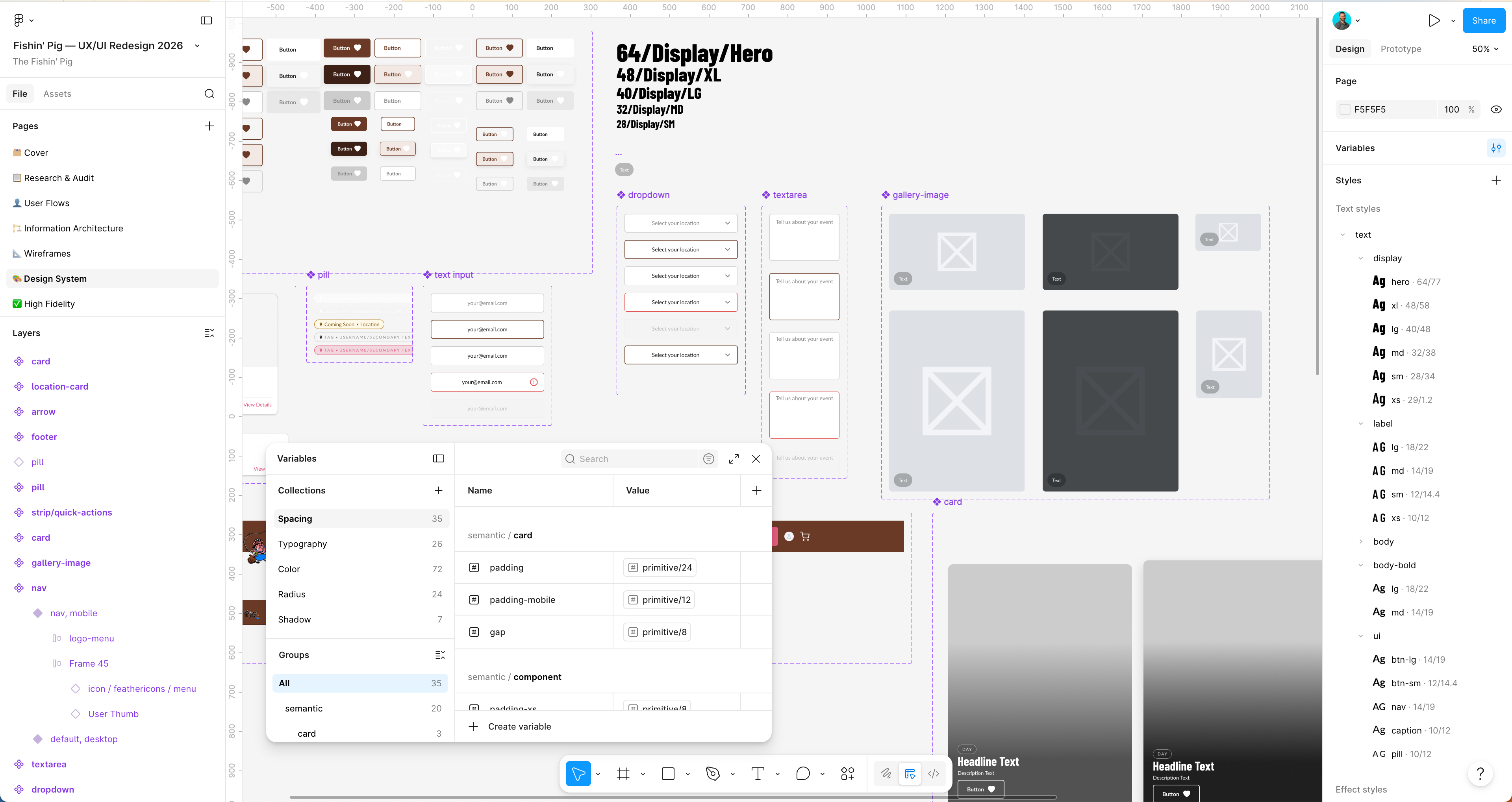Fishin' Pig design system in Figma