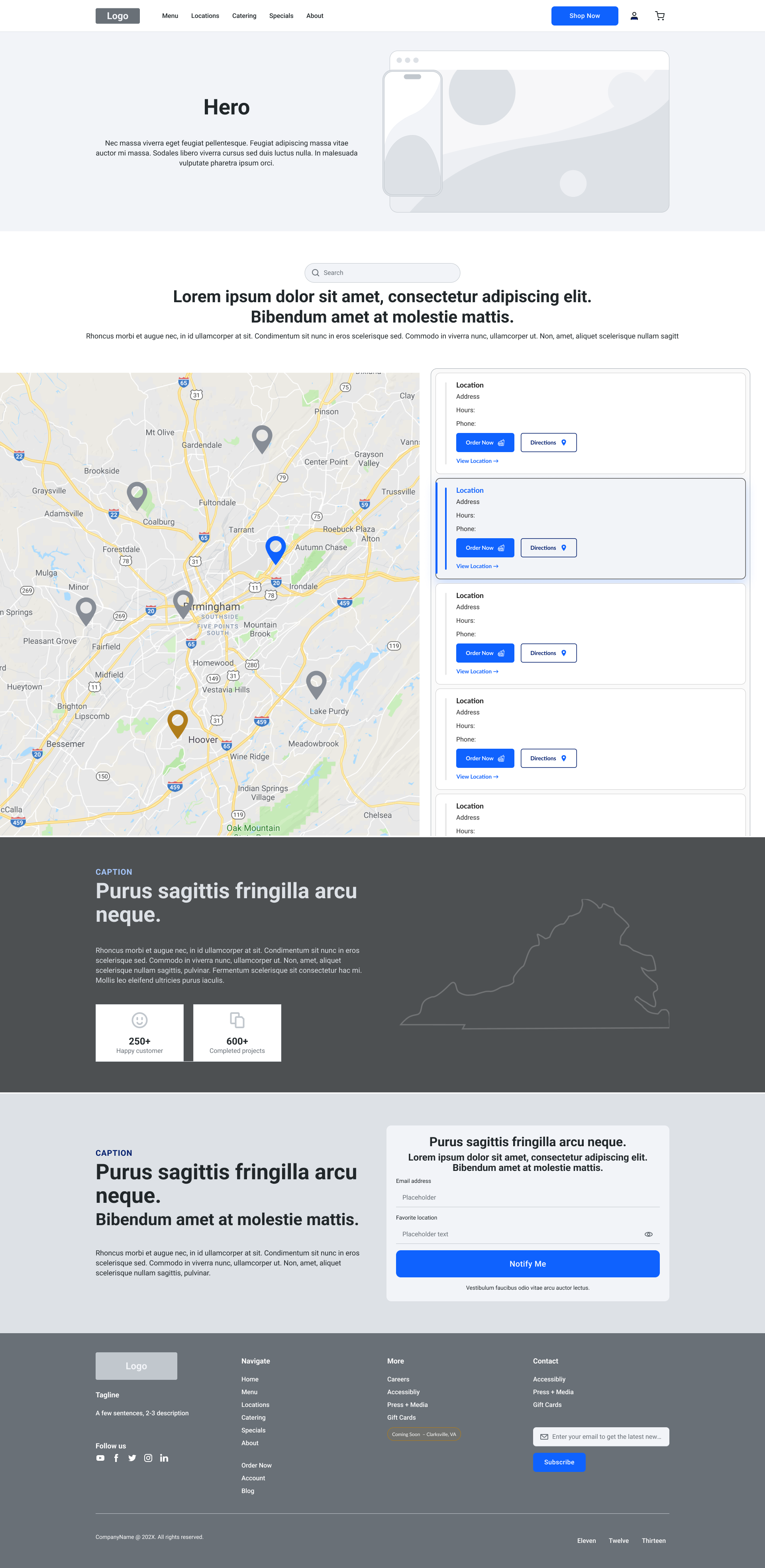 Location card states wireframe